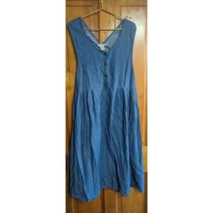Vintage Hunters Run Jumper Dress Blue Denim Overalls 100% Cotton Pockets Sz 2XL